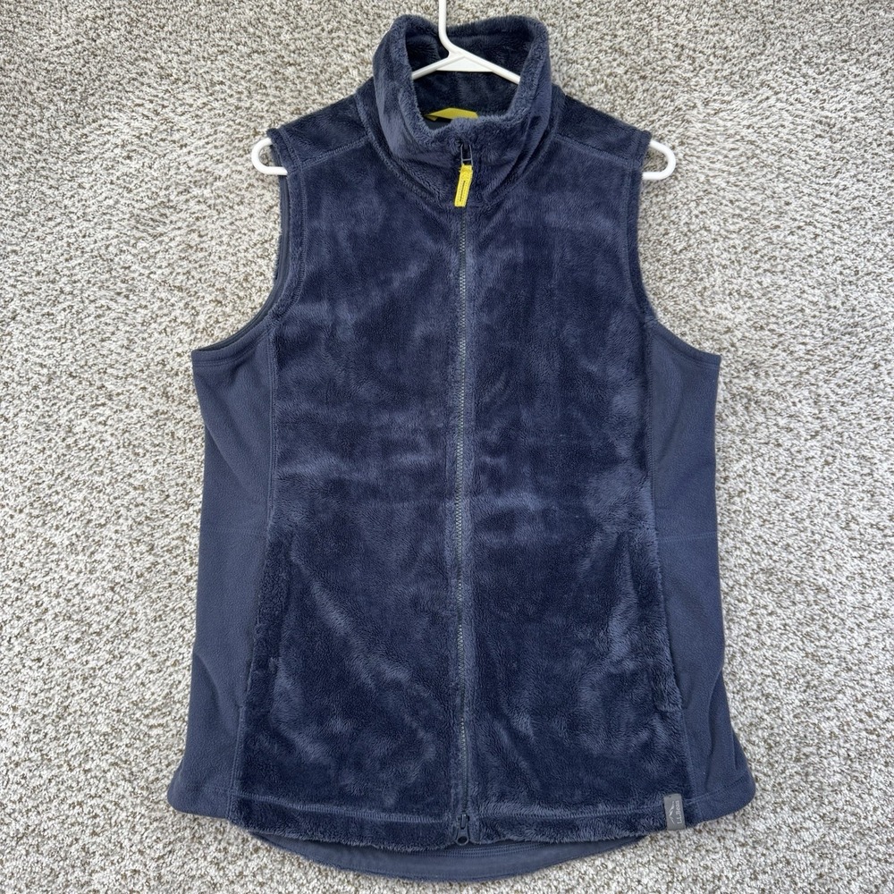 LL Bean Classic Fleece Vest Misses Medium Blue Full Zip Pockets Outdoors Camp